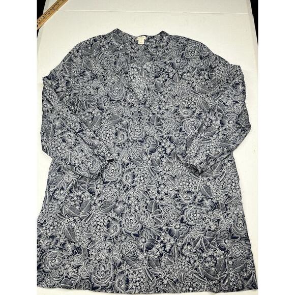 J. Crew Floral Print 3/4 Sleeve Pop Over Casual V-Neck blouse Size M - Picture 1 of 6